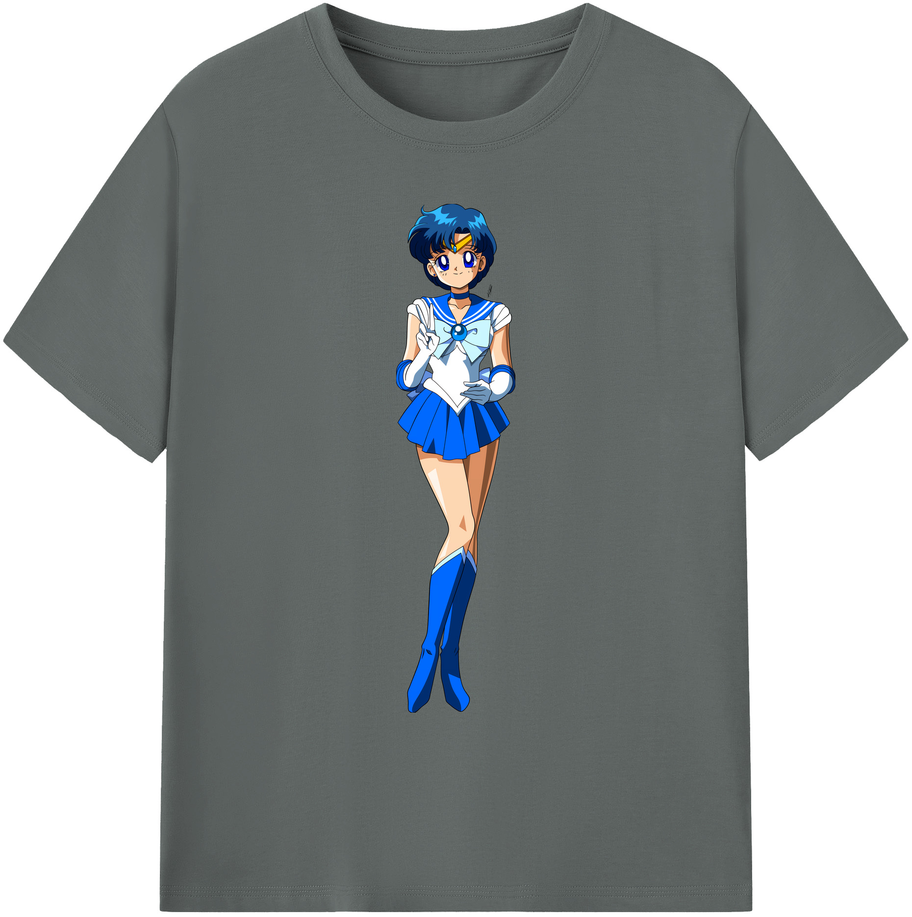 （画像用） 美少女戦士セーラームーン 水野 亜美 みずの あみ Sailor Moon Mizuno Ami 綿100％ メンズ半袖Tシャツ｜肌触りやわらか＆通気性
